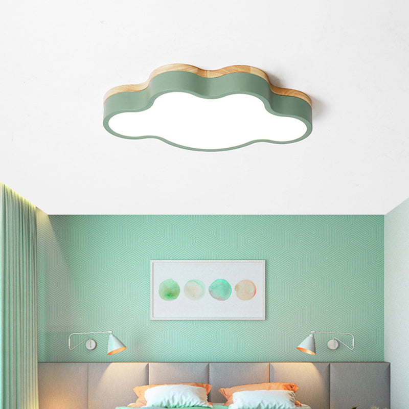 Cloud Led Flush Light With Acrylic Shade For Babys Room Green