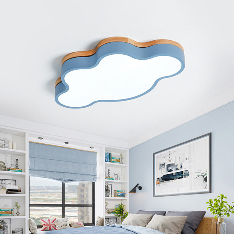 Cloud Led Flush Light With Acrylic Shade For Babys Room Blue