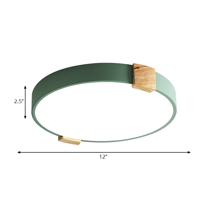 12"/16" Green Acrylic Macaron LED Flush Mount Light for Study Room - Warm/White Light