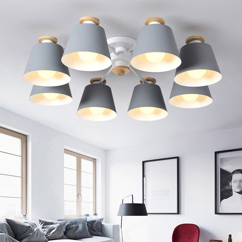 Luminaire semi-encastré : éclairage de plafond moderne en métal et bois pour le salon