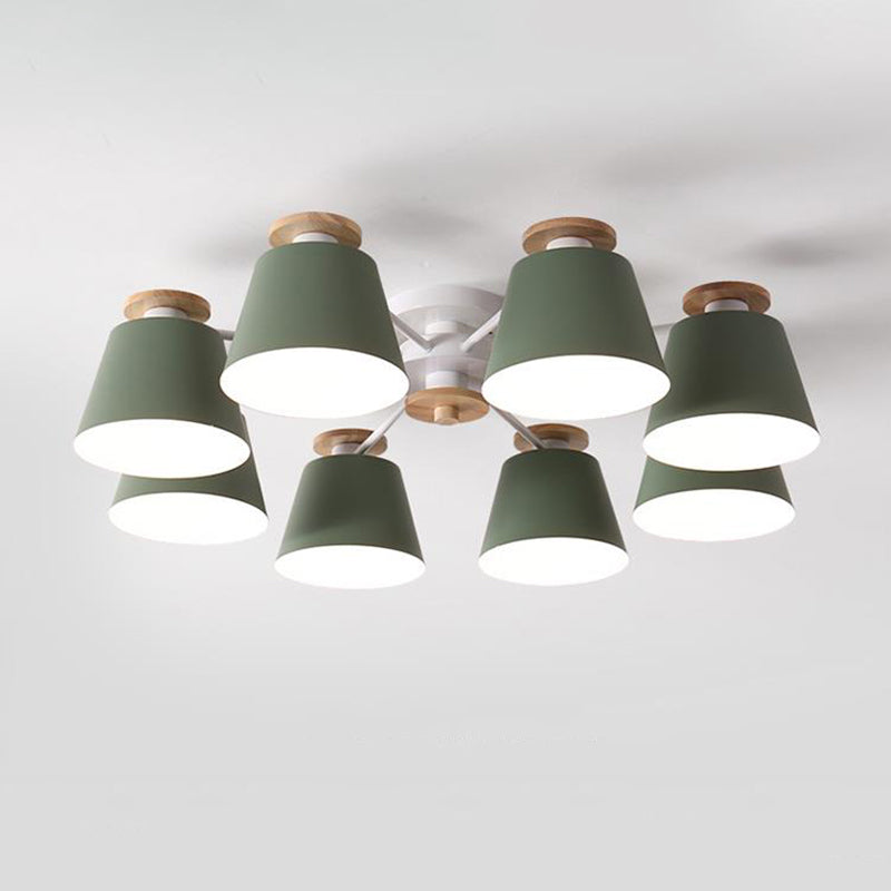 Luminaire semi-encastré : éclairage de plafond moderne en métal et bois pour le salon