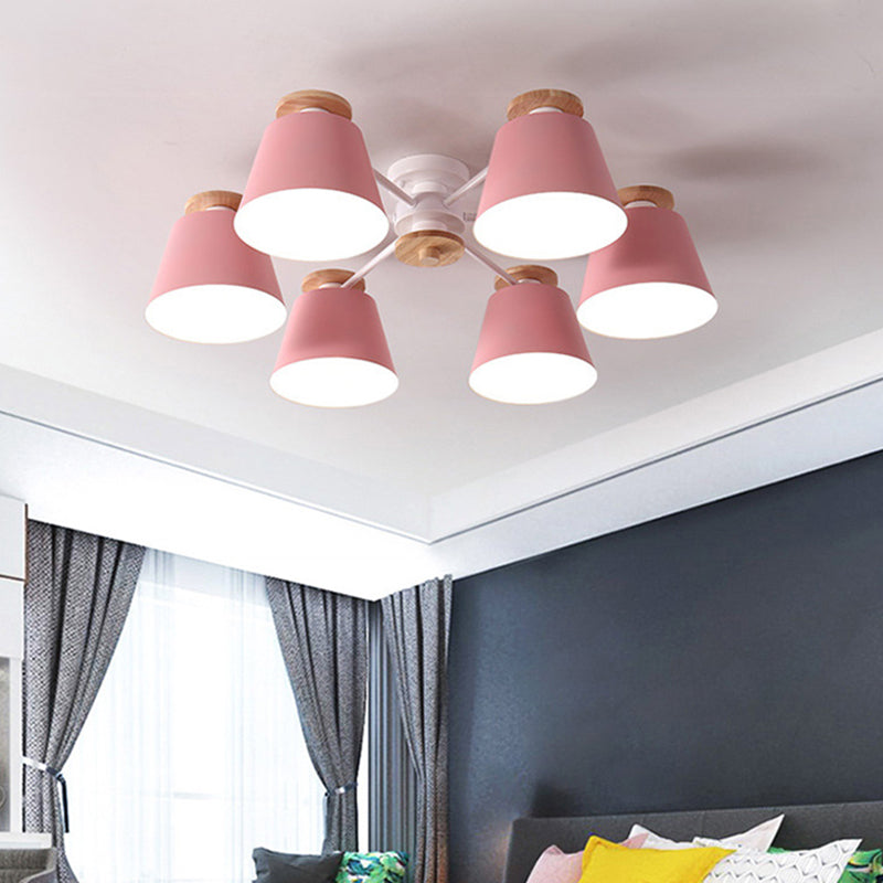 Luminaire semi-encastré : éclairage de plafond moderne en métal et bois pour le salon
