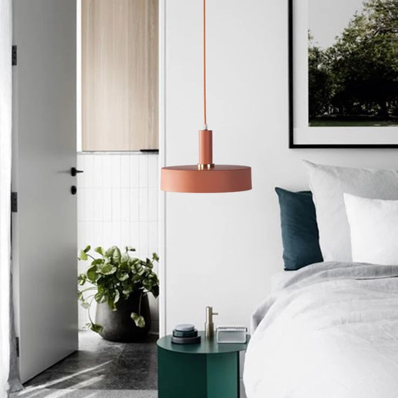 Modern Round Metal Ceiling Light: Single-Head Hanging Lamp for Bedroom