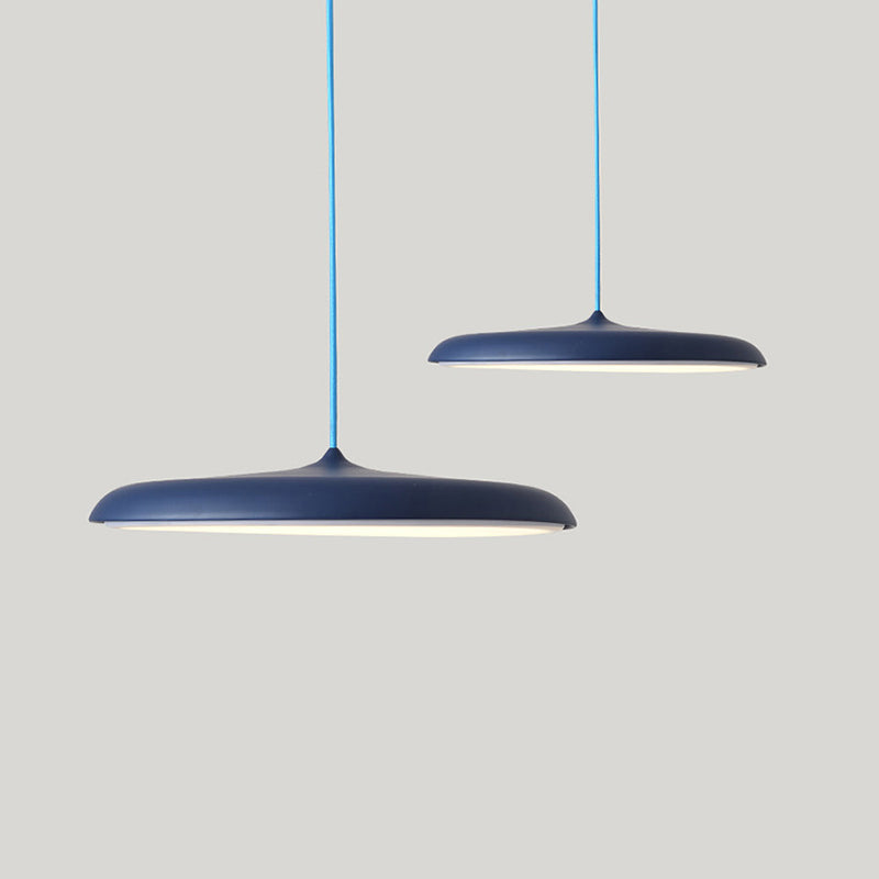 Contemporary LED Dining Room Pendant Light: Saucer Metal Suspension Lighting