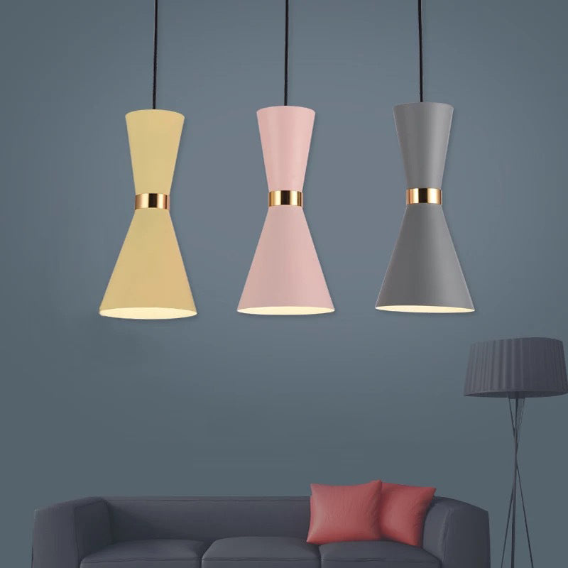 Hourglass Ceiling Hang Fixture - Contemporary Metal Pendant Light for Dining Room, Down Lighting