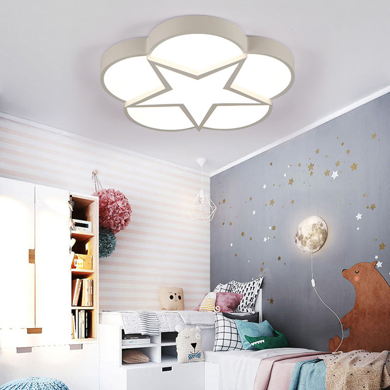 Modern White Acrylic Star Flush Mount Ceiling Light for Bedroom