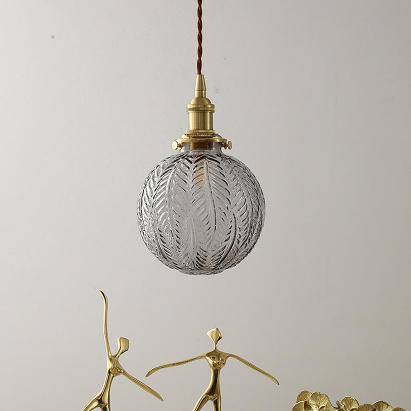 Brass Finish Clear Glass Pendant Light Kit - Modern Spherical Design, Ideal for Warehouse Décor
