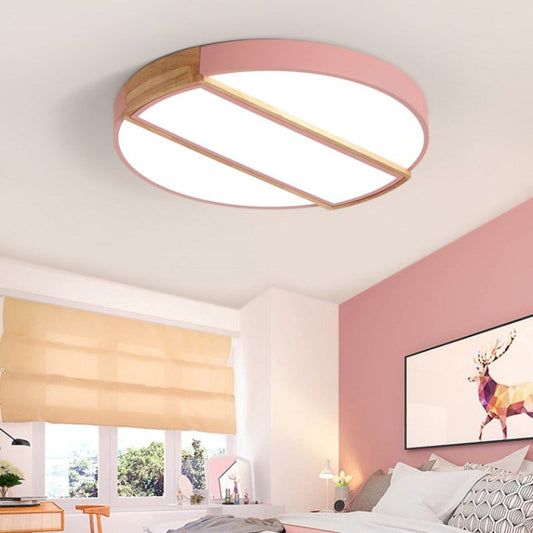 Modern Round LED Flush Mount Light in Macaron-Inspired Colors for Living Room Ceiling
