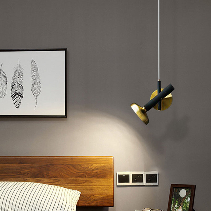 Brass Bedside Pendant Light with Torch Metal Shade - Modern Down Lighting