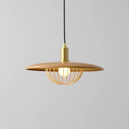Nordic Saucer Pendant Light With Wire Cage - Metal 1-Head Ceiling Lamp For Dining Room