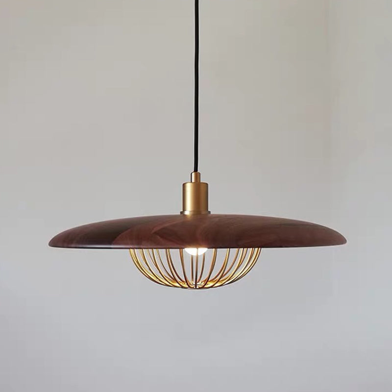 Nordic Saucer Metal Pendant Light with Cage - 1 Head Ceiling Lamp for Dining Room