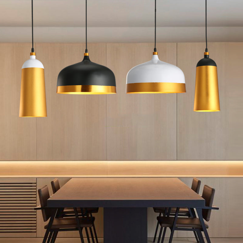 Dining Room Drop Lamp - Geometric Metal Design, 1 Head, Contemporary Hanging Light Kit