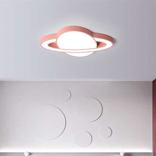 Nordic Style Planet Shaped LED Ceiling Light for Kid's Bedroom - White/Pink/Yellow/Blue