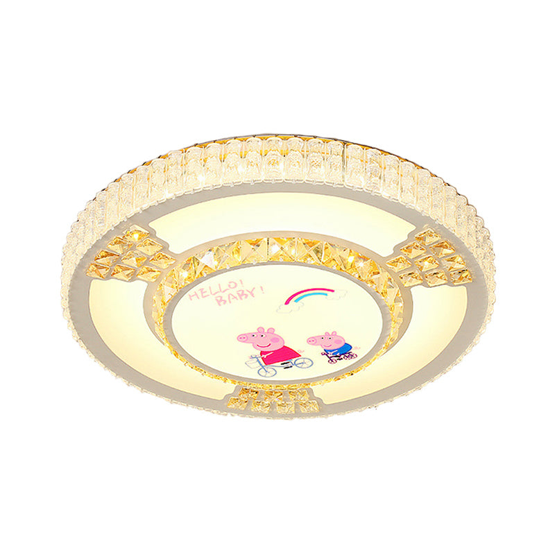 Modern Circular Flushmount LED Ceiling Light with Clear Crystal and Fun Patterns – Ideal for Bedroom
