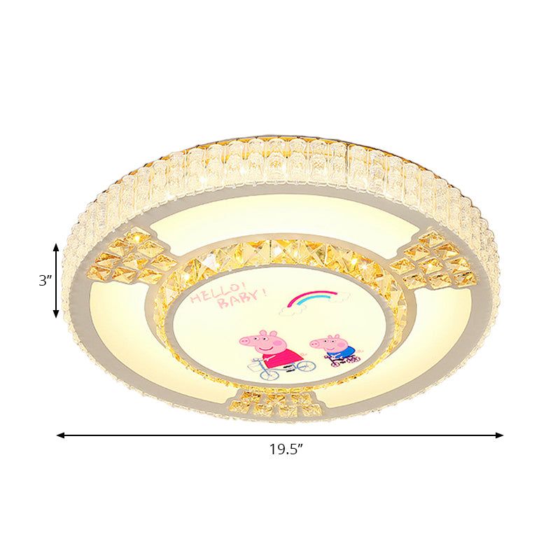 Modern Circular Flushmount LED Ceiling Light with Clear Crystal and Fun Patterns – Ideal for Bedroom