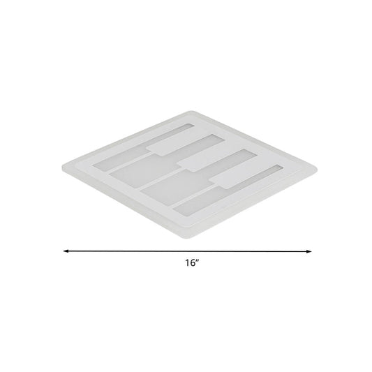 Modern Led Metal Square Piano Keyboard Ceiling Light In White For Nursing Rooms - Flush Mount