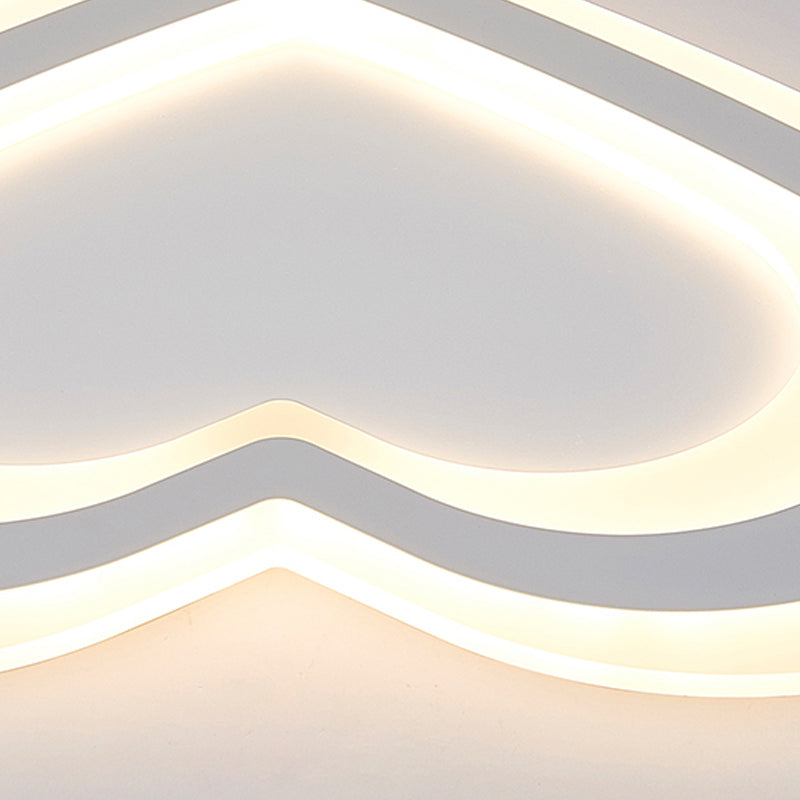 LED Heart Flush Mount Ceiling Light for Baby Game Room - Modern and Simple Design in White Acrylic