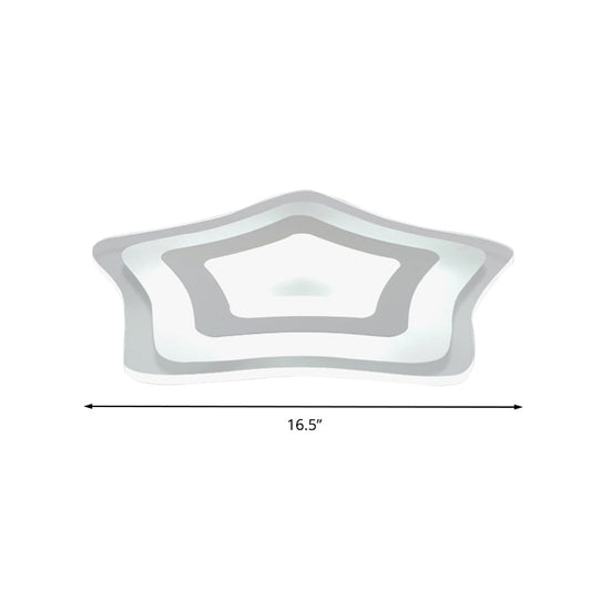 Sleek Acrylic Star Ceiling Lamp: Modern Led Flush Light In White Ideal For Hotels