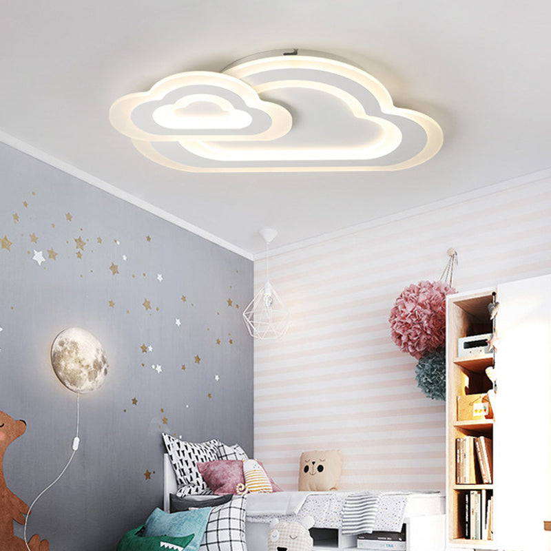 Sleek Cloud Ceiling Light: Acrylic White LED Mount for Baby Room
