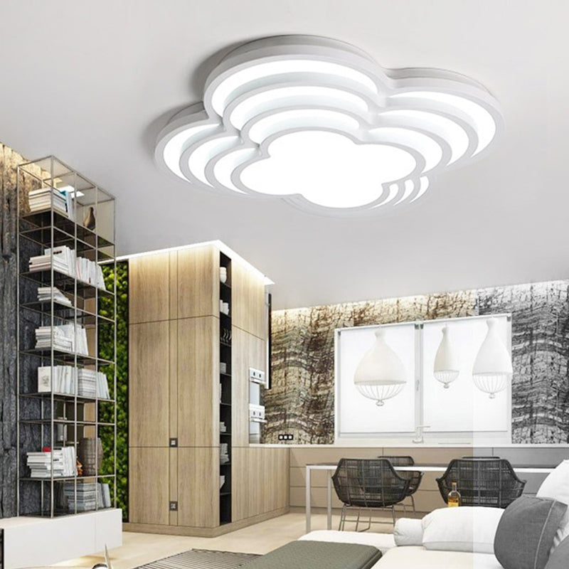 Contemporary White LED Flower Ceiling Light Fixture - Multi-Tier Acrylic Design
