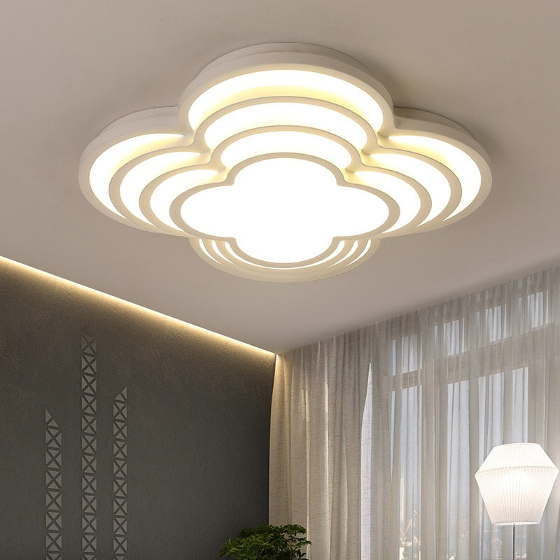 Contemporary White LED Flower Ceiling Light Fixture - Multi-Tier Acrylic Design