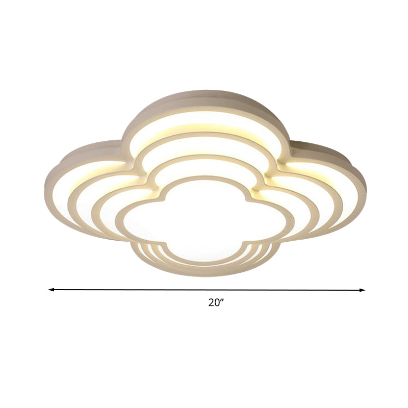 Contemporary White LED Flower Ceiling Light Fixture - Multi-Tier Acrylic Design