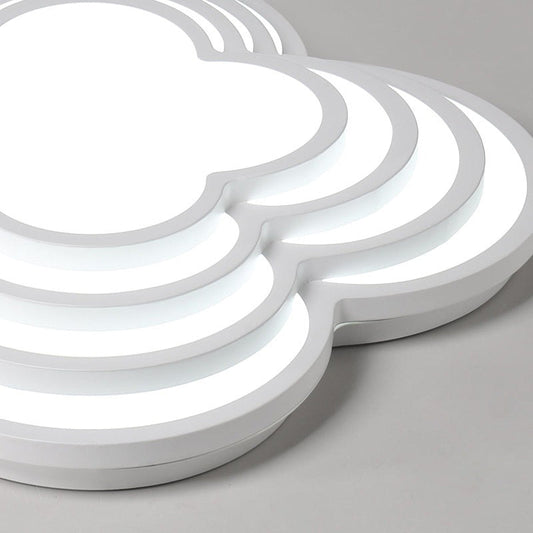 Contemporary White Led Flower Ceiling Light Fixture - Multi-Tier Acrylic Design