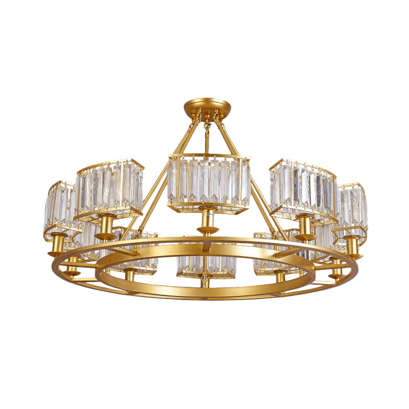 Modern Gold Crystal Prism Chandelier Pendant Light - 6/8/10 Bulb Dining Room Hanging Lamp