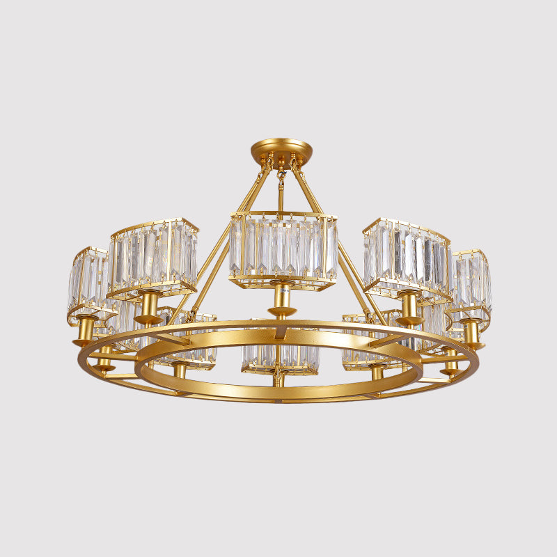 Modern Gold Crystal Prism Chandelier Pendant Light - 6/8/10 Bulb Dining Room Hanging Lamp