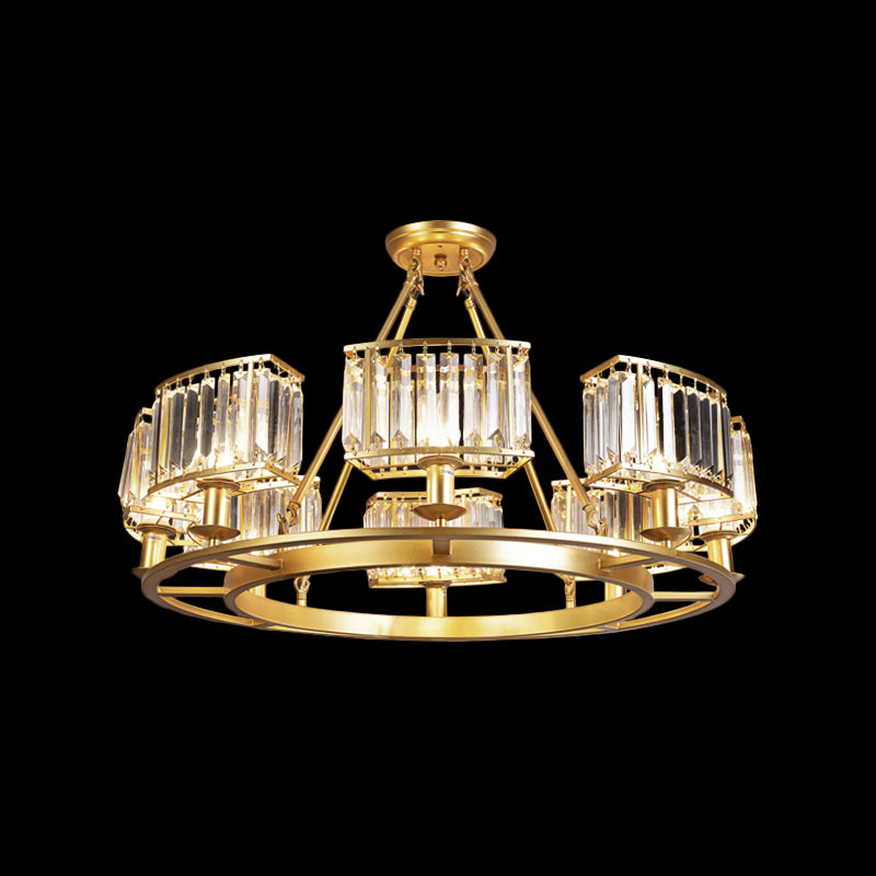 Modern Gold Crystal Prism Chandelier Pendant Light - 6/8/10 Bulb Dining Room Hanging Lamp