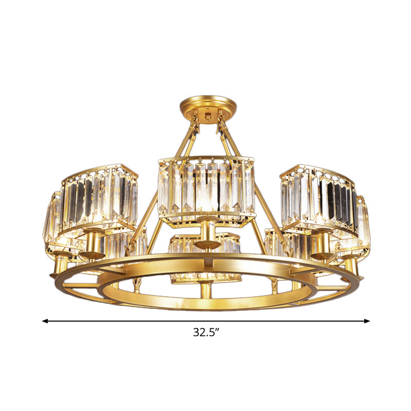 Modern Gold Crystal Prism Chandelier Pendant Light - 6/8/10 Bulb Dining Room Hanging Lamp