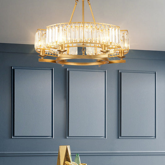 Modern Gold Crystal Prism Chandelier Pendant Light - 6/8/10 Bulb Dining Room Hanging Lamp