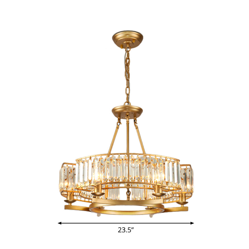 Modern Gold Crystal Prism Chandelier Pendant Light - 6/8/10 Bulb Dining Room Hanging Lamp