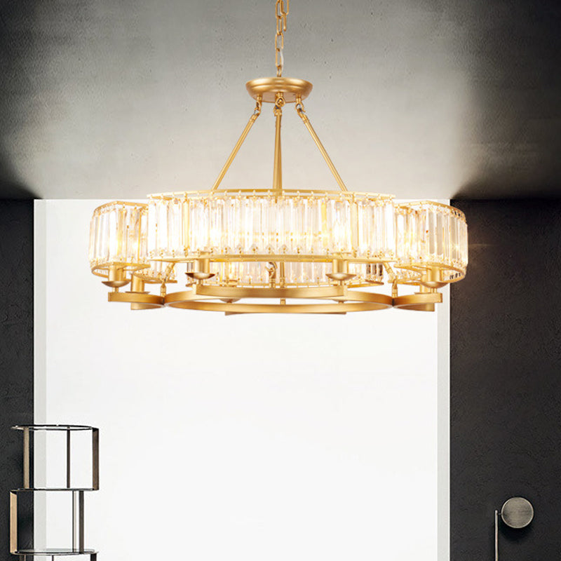 Modern Gold Crystal Prism Chandelier Pendant Light - 6/8/10 Bulb Dining Room Hanging Lamp