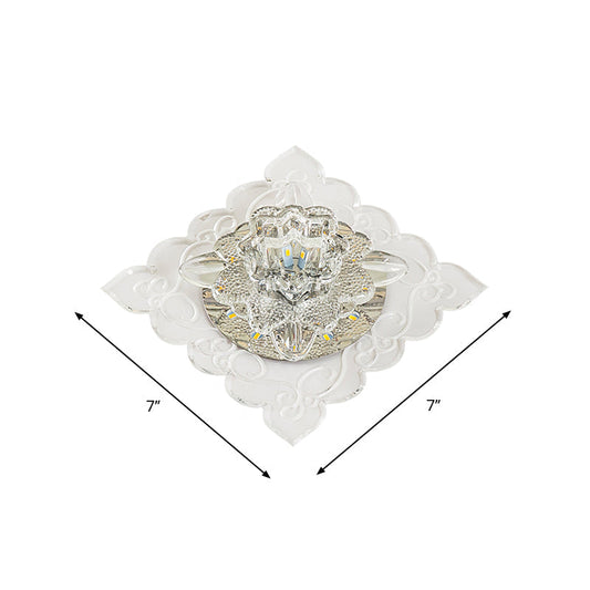 Crystal Flush Mount Led Lamp For Corridor - Elegant Ceiling Light