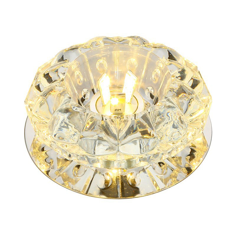 Crystal Ceiling Mount LED Lamp - Modern Chrome Flush Mount Lighting for Hallway