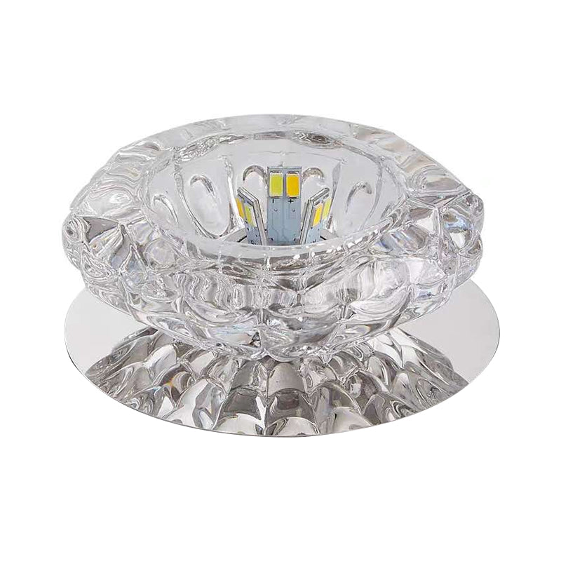 Crystal Floral Ceiling Mount Light: Modern LED Chrome Flush Porch Fixture