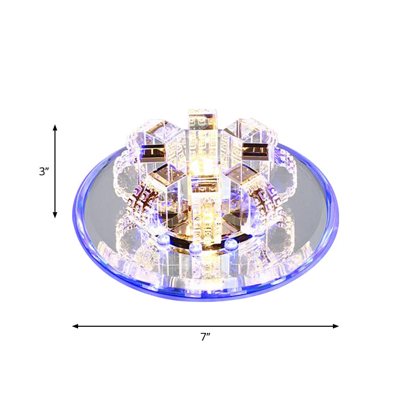 Minimal Faceted Crystal LED Ceiling Lamp in Chrome - Perfect for Corridors