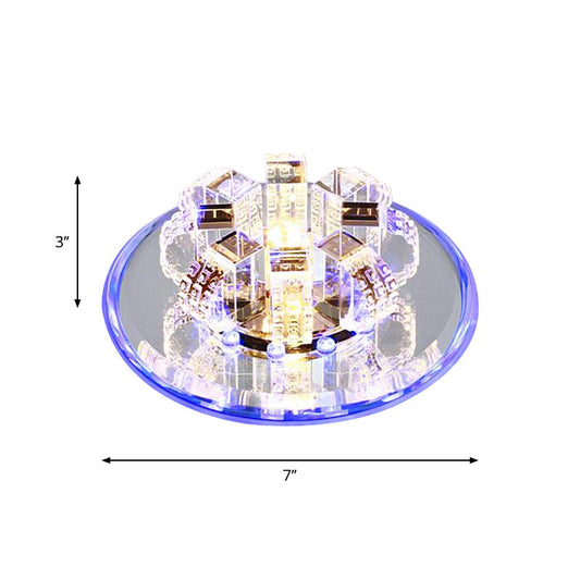 Minimal Faceted Crystal Led Ceiling Lamp In Chrome - Perfect For Corridors