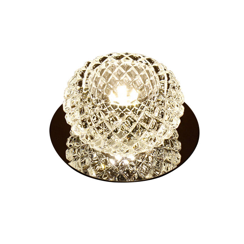 Faceted Crystal Led Chrome Flush Mount Light For Foyer - Simple & Elegant