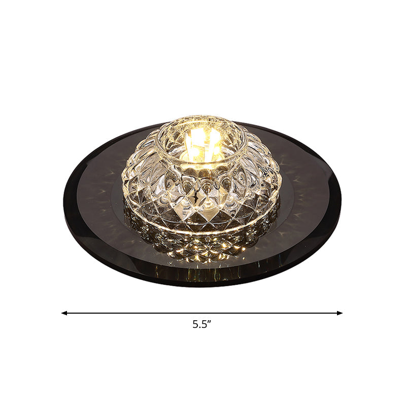 Minimalist Crystal Flush Mount Ceiling Light For Porch - Lattice Bowl Design