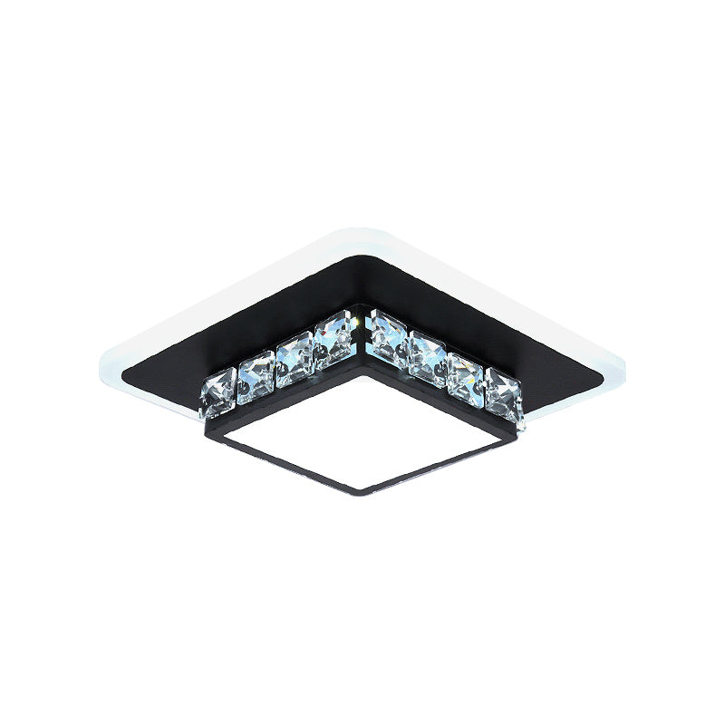 Contemporary Crystal Flush Mount Led Ceiling Lamp With Geometric Design And Acrylic Shade