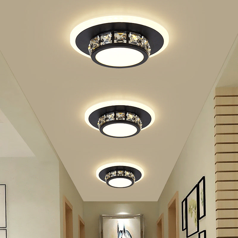 Contemporary Crystal Flush Mount Led Ceiling Lamp With Geometric Design And Acrylic Shade