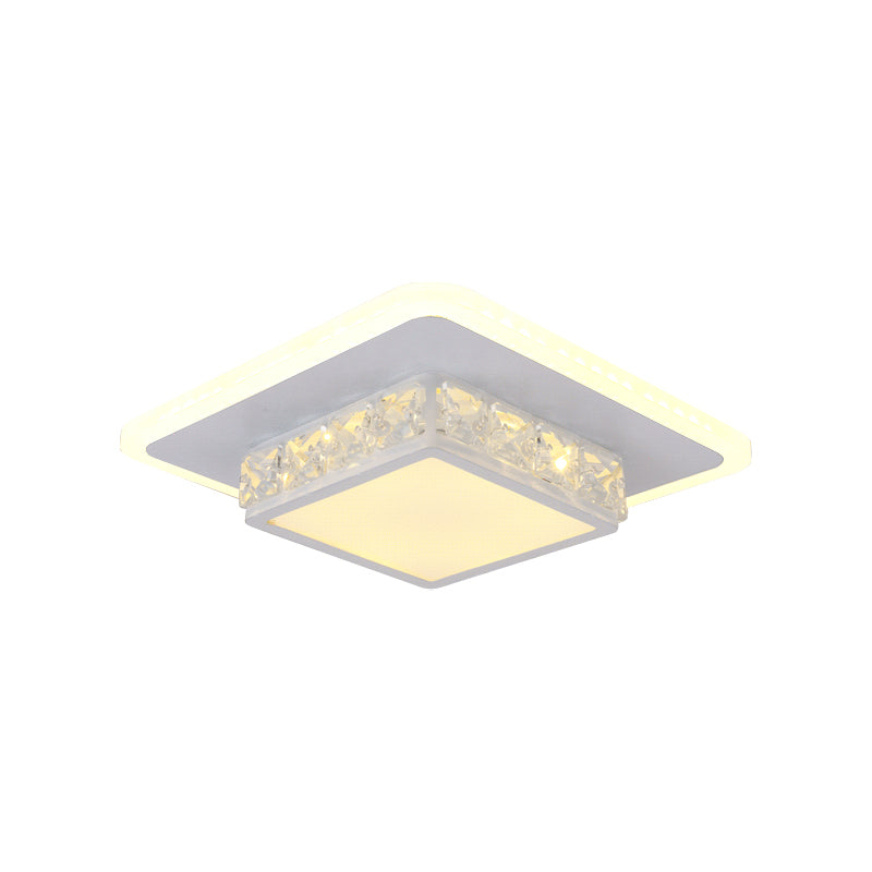 Contemporary Crystal Flush Mount Led Ceiling Lamp With Geometric Design And Acrylic Shade