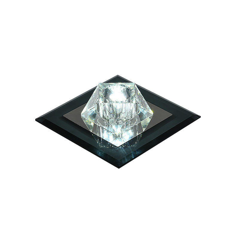 Contemporary Clear Crystal Led Ceiling Light - Pentagonal Porch Flushmount
