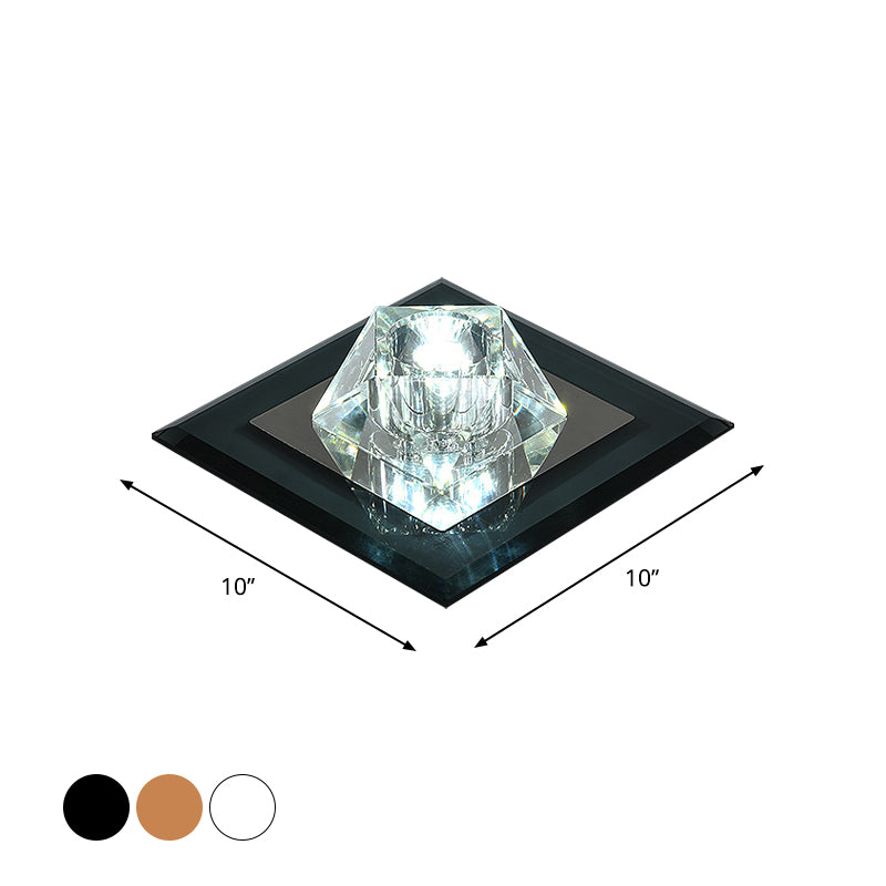 Contemporary Clear Crystal Led Ceiling Light - Pentagonal Porch Flushmount