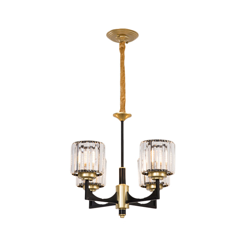 Modern Black & Brass Crystal Prism Chandelier – 4/6/12 Lights
