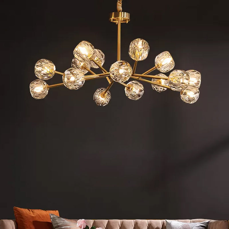 Lustre en laiton postmoderne - 12/15/18 lumières en forme de boule de cristal - Plafonnier de salle à manger