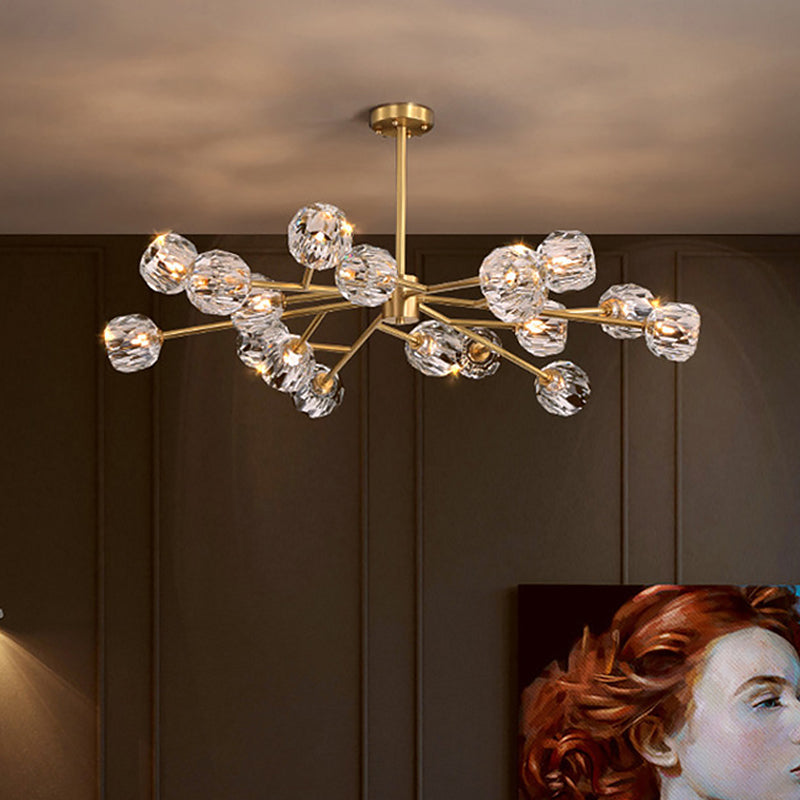 Lustre en laiton postmoderne - 12/15/18 lumières en forme de boule de cristal - Plafonnier de salle à manger