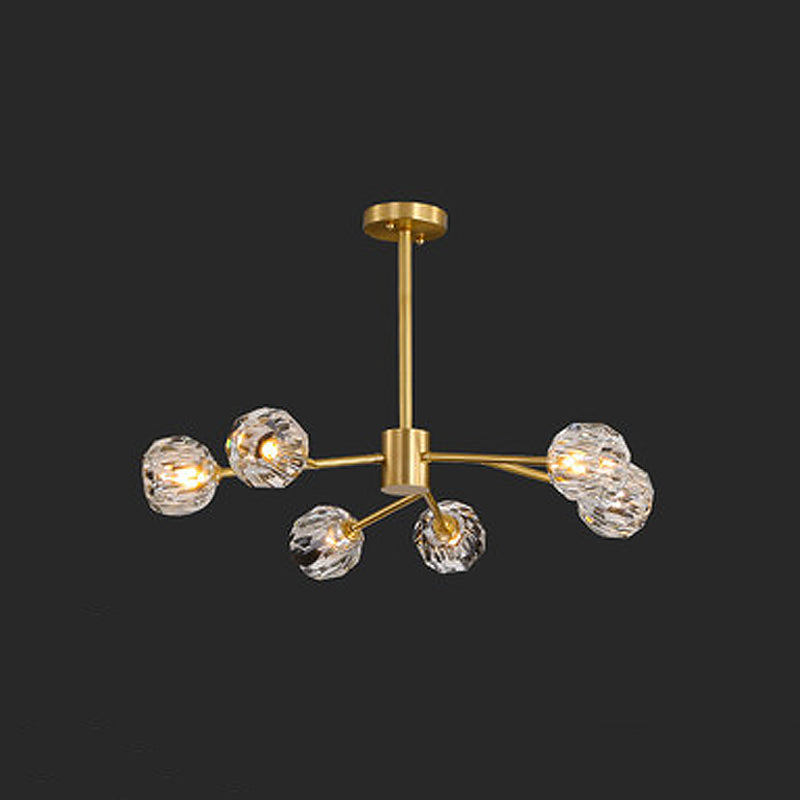 Lustre en laiton postmoderne - 12/15/18 lumières en forme de boule de cristal - Plafonnier de salle à manger